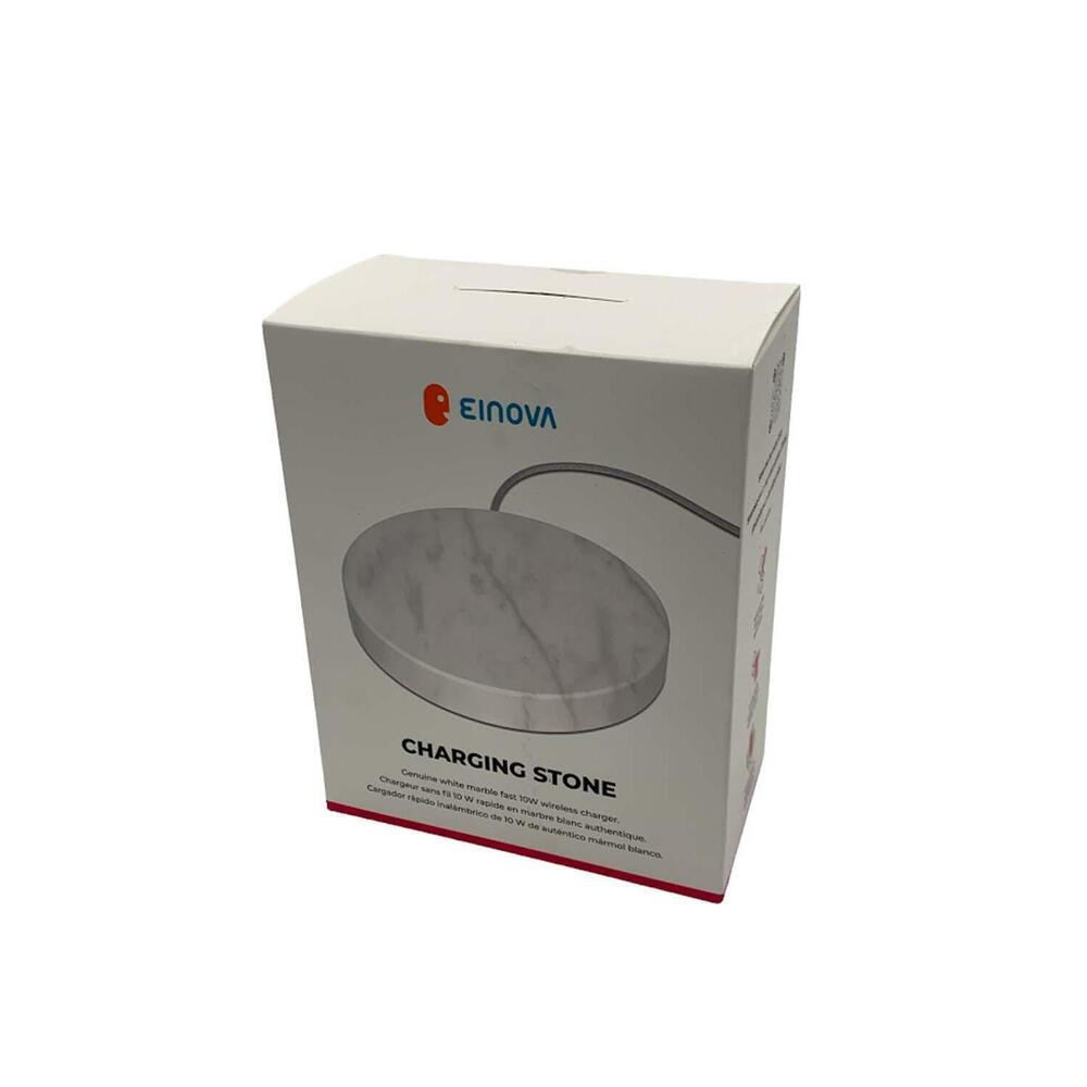 Einova Wireless Charging Stone with 10W Fast Charging White Marble